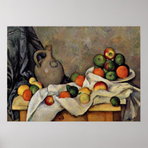 Cezanne - Gordijn, kan en fruit Poster