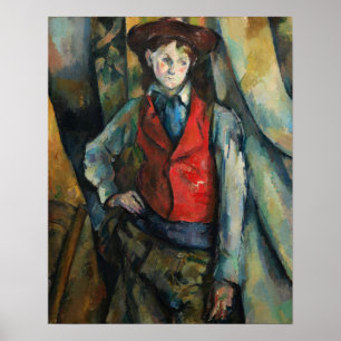 Cézanne - Jongen in een rode jas Poster