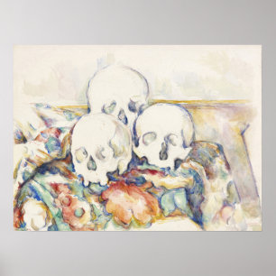 Cezanne Les Trois Crânes Affiche d'Art Vintage Imp