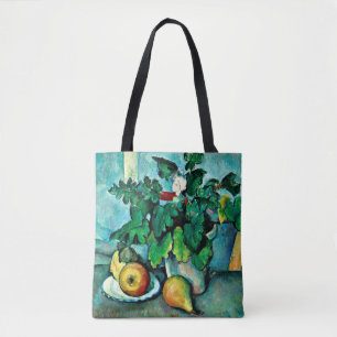 Cezanne - Pot of Primroses and Fruit Draagtas