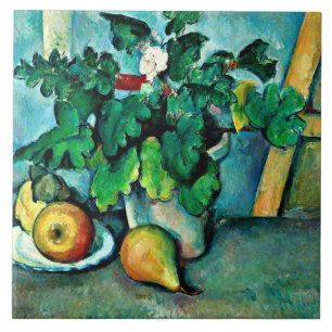 Cezanne - Pot of Primroses and Fruit, Tegeltje