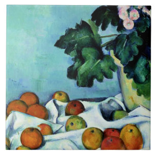Cezanne - Stilleven met appels en primroses Tegeltje