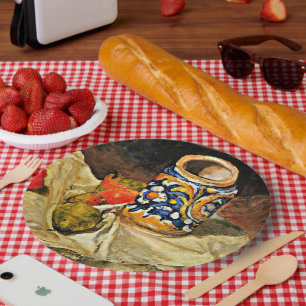 Cezanne - Stilleven met Italiaanse aardewerk Papieren Bordje