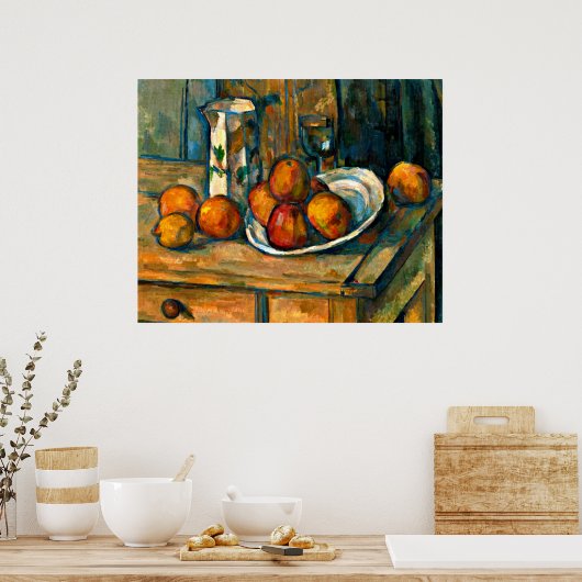 Cezanne - Stilleven met melk Jug en fruit Poster (Keuken)