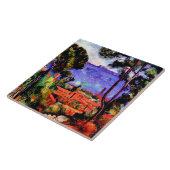 Cezanne - Uitzicht door de bomen Tegeltje (Zijkant)
