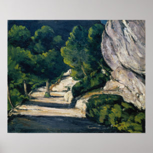 Cézanne - weg met bomen in de bergen van Rocky Poster