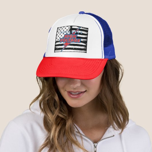 CFHF Navy Flag Trucker Hat Pet (In situ)