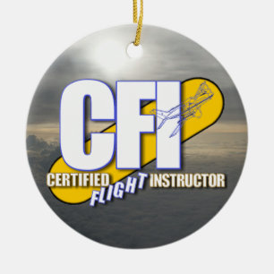 CFI-LOGO - GECERTIFICEERDE VLIEGINSTRUCTOR KERAMISCH ORNAMENT