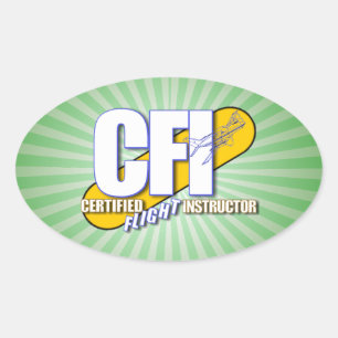 CFI-LOGO - GECERTIFICEERDE VLIEGINSTRUCTOR OVALE STICKER