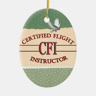 CFI LOGO RED CERTIFIFIFIFIFIED FLIGHT INSTRUCTOR KERAMISCH ORNAMENT
