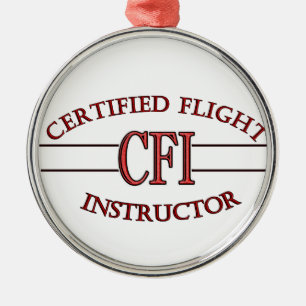 CFI LOGO RED CERTIFIFIFIFIFIED FLIGHT INSTRUCTOR METALEN ORNAMENT