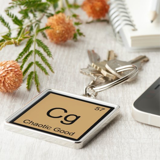 Cg - Chaotic Good Funny Chemistry Element Symbol T Sleutelhanger (Zijkant)
