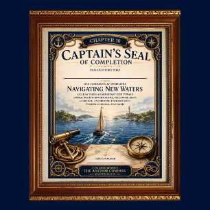 ch10 Navigeer door Nieuw Water Kapiteinszegel Cert Poster