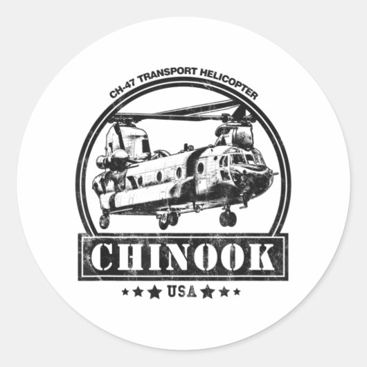 CH-47 Chinook Helicopter Ronde Sticker (Voorkant)