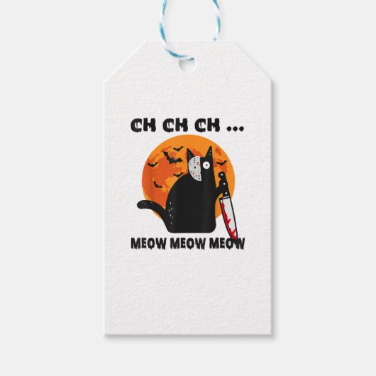 Ch Ch Ch Meow Meow Meow Funny Cat Cadeaulabel (Voorkant)