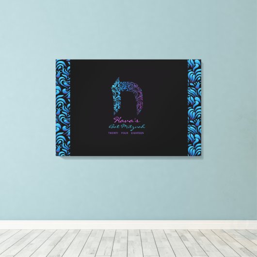 CH - Chet Hebreeuwse letter Bat Mitzvah Inlogbord Canvas Afdruk (Insitu (Houten vloer))