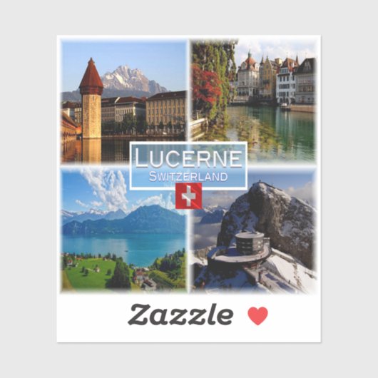 CH Zwitserland - Lucerne - Chapel Bridge - Old Tow Sticker (Vel)