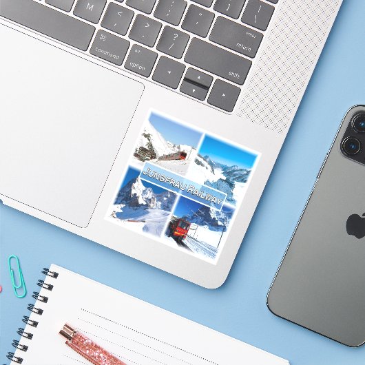 CH Zwitserland - spoorweg Jungfrau - Sticker (Laptop met iPhone)