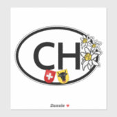 CH Zwitsers & Kanton Uri Wapen Ovaal Sticker (Vel)