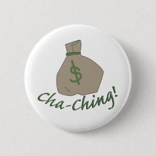 Cha-ching tas ronde button 5,7 cm