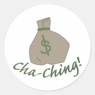 Cha-ching tas ronde sticker