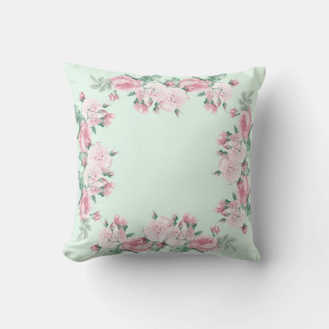 Chabby rose coussin rose et menthe (Recto)