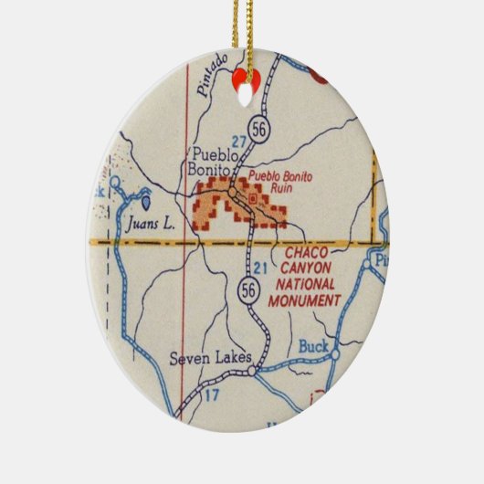 Chaco Canyon  Map Keramisch Ornament (Rechts)