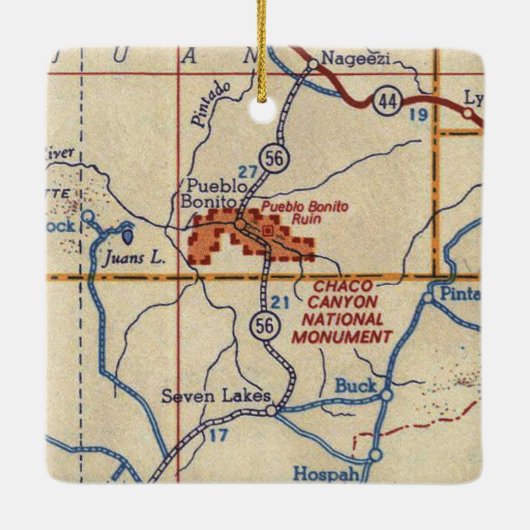 Chaco Canyon National Monument  Map Keramisch Ornament (Achterkant)
