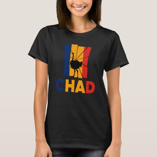 Chad Chadian Chad Flag Ostrich Animal Silhouette T-shirt (Voorkant)
