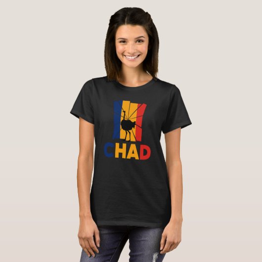 Chad Chadian Chad Flag Ostrich Animal Silhouette T-shirt (Voorkant volledig)