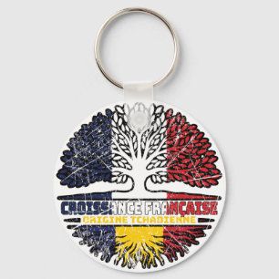 Chad Chadian French Tree Roots Flag Sleutelhanger