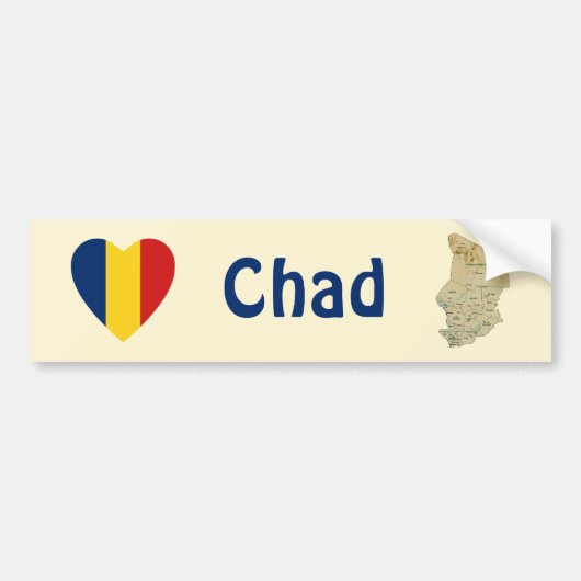 Chad Flag Heart + Map Bumpersticker (Voorkant)