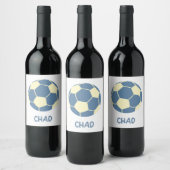 CHAD-Voetbal met blauwe en gele strepes Wijn Etiket (Flessen)