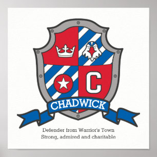 Chadwick boys C nom signifiant affiche rouge bleu 