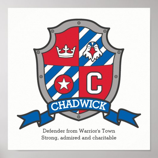 Chadwick boys C nom signifiant affiche rouge bleu  (Devant)
