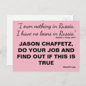Chaffetz doet je werk om het verzet van Rusland te Briefkaart (Voorkant / Achterkant)