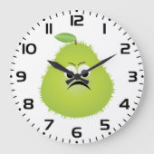 Chagrijnig Wazig Peer Gezicht Grappig Fruit Karakt Grote Klok (Voorkant)