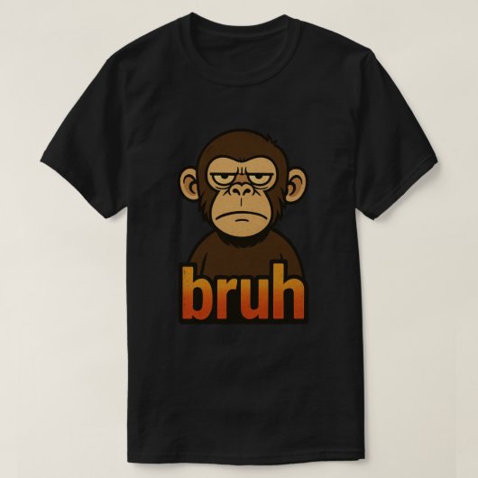 Chagrijnige Aap “bruh” Meme – Grappige Retro Sarca T-shirt (Design voorkant)