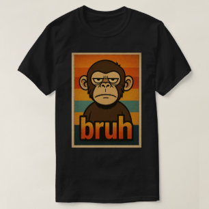 Chagrijnige Aap “bruh” Meme – Grappige Retro Sarca T-shirt