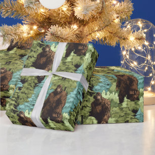 Chagrijnige Bigfoot diep in het bos Cadeaupapier