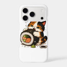 Chagrijnige Calico Kat Sushi Liefhebber
