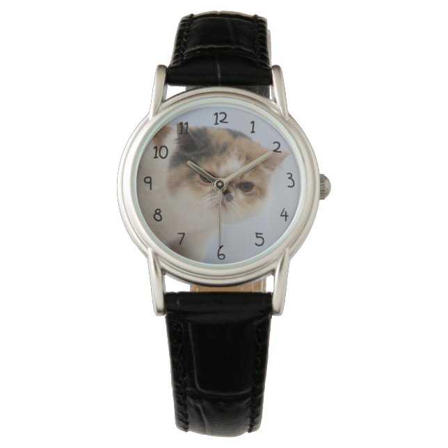 chagrijnige gezichtskat horloge (Voorkant)