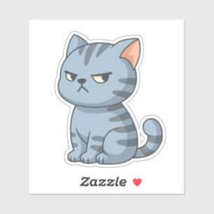 Chagrijnige grijze gestreepte kat sticker