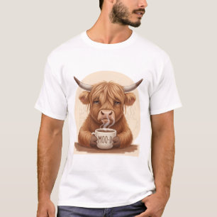 Chagrijnige Hoogland Koe Koffieliefhebber - Knuffe T-shirt