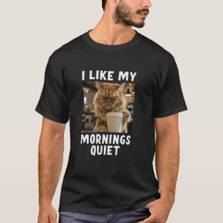 Chagrijnige Kat Coffeeliefhebber Grappige Ochtends T-shirt
