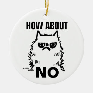 Chagrijnige kat grappige kerstversiering, Hoe dan Keramisch Ornament