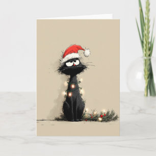 Chagrijnige Kerstkat Mop Kaart