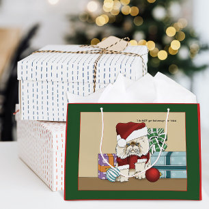 Chagrijnige Kerstkat Santa Grappige Feestdag Groot Cadeauzakje