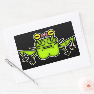 Chagrijnige Kikker Rare Cartoon Schepsel Rechthoekige Sticker