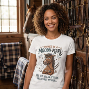 Chagrijnige Merrie Paard Houding stal leven humor T-shirt